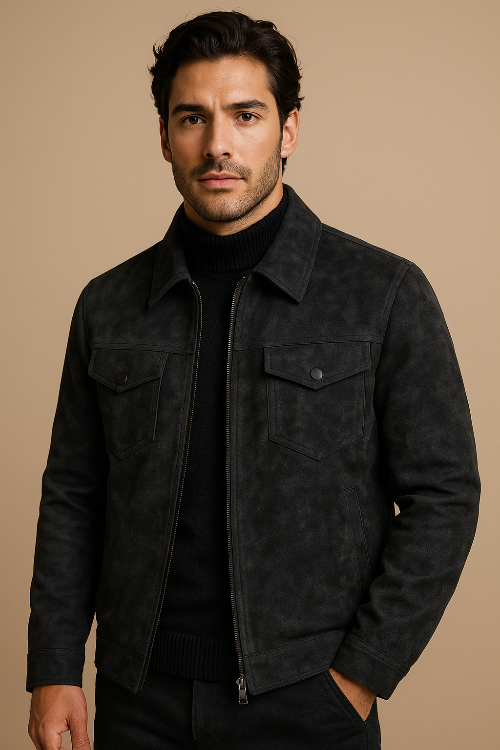 Valtoro Vegan Leather Jacket in black — FYNX