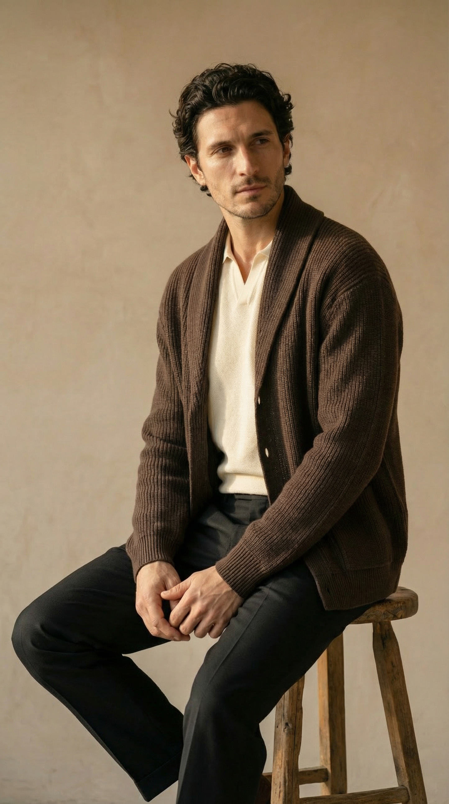 Cardigan a Coste ribbed cardigan — FYNX
