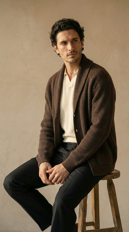Cardigan a Coste ribbed cardigan — FYNX