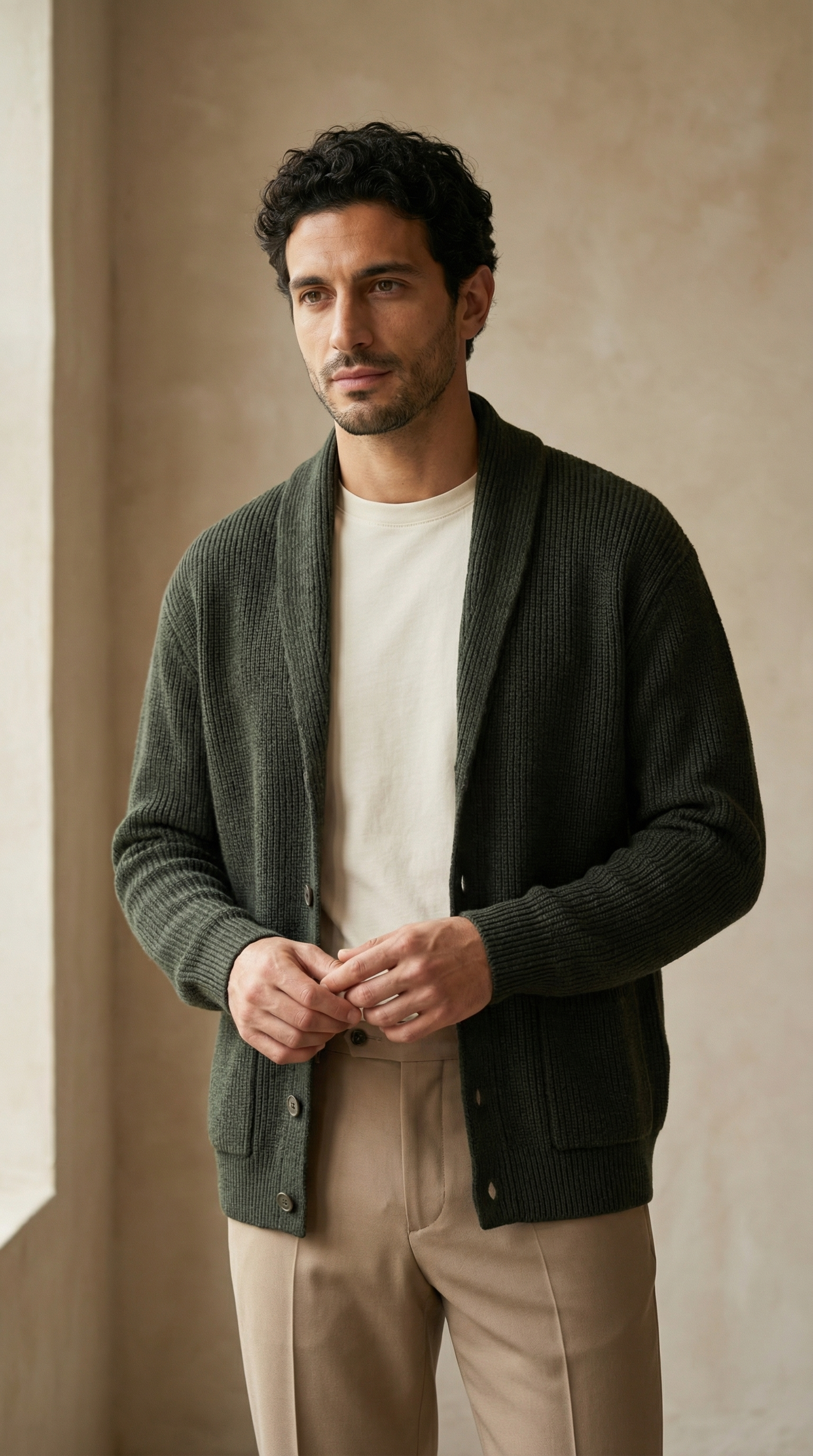 Cardigan a Coste ribbed cardigan — FYNX