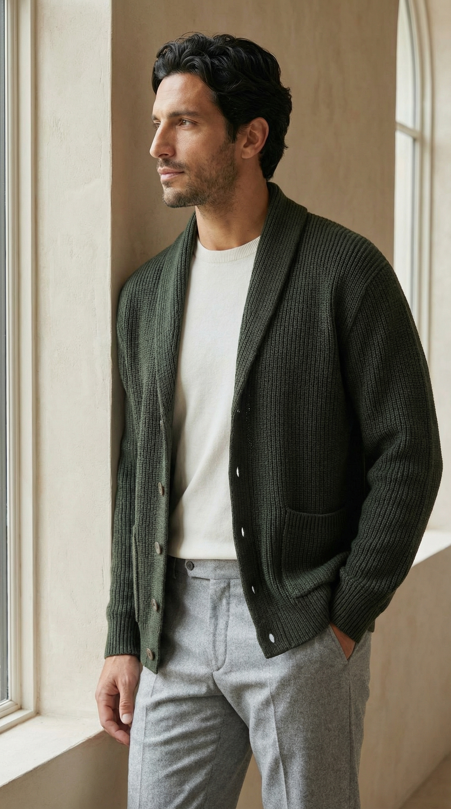 Cardigan a Coste ribbed cardigan — FYNX