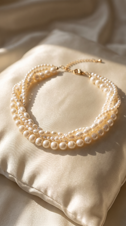 La Marea triple-strand baroque pearl necklace
