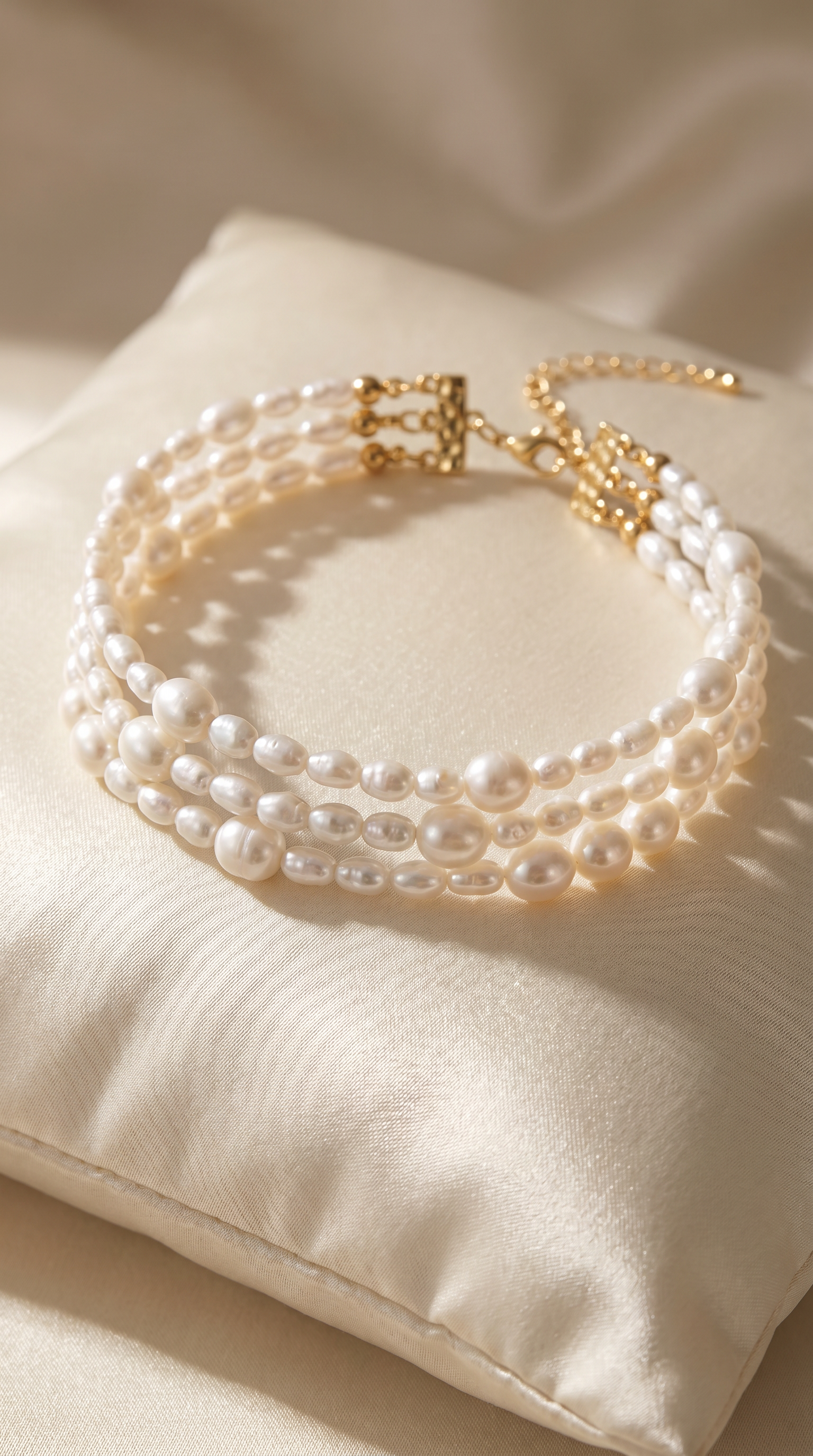 La Rugiada fine triple-strand pearl choker