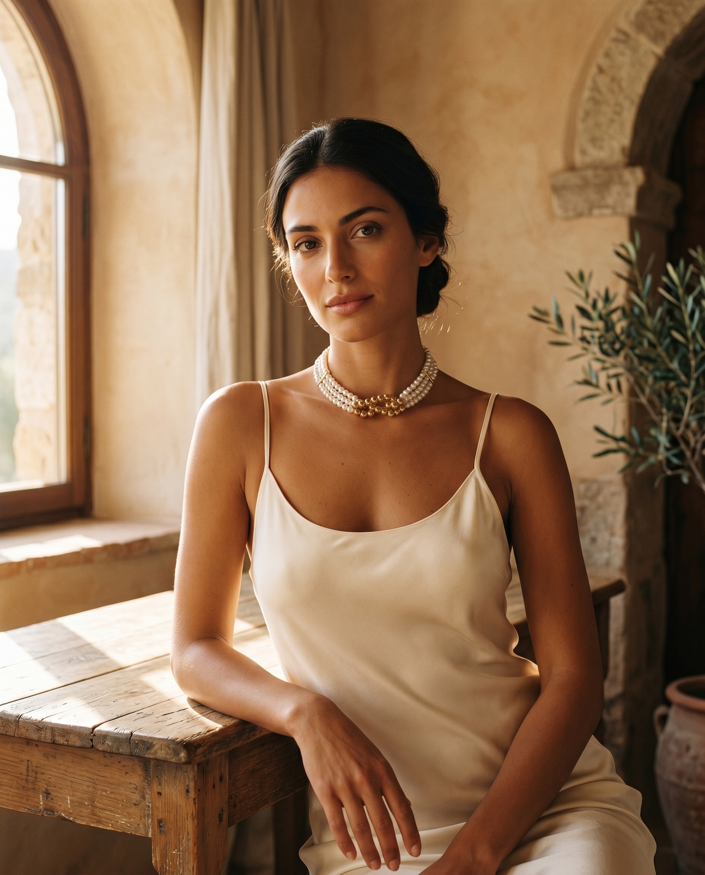 Perla d'Oro choker lifestyle campaign Mediterranean