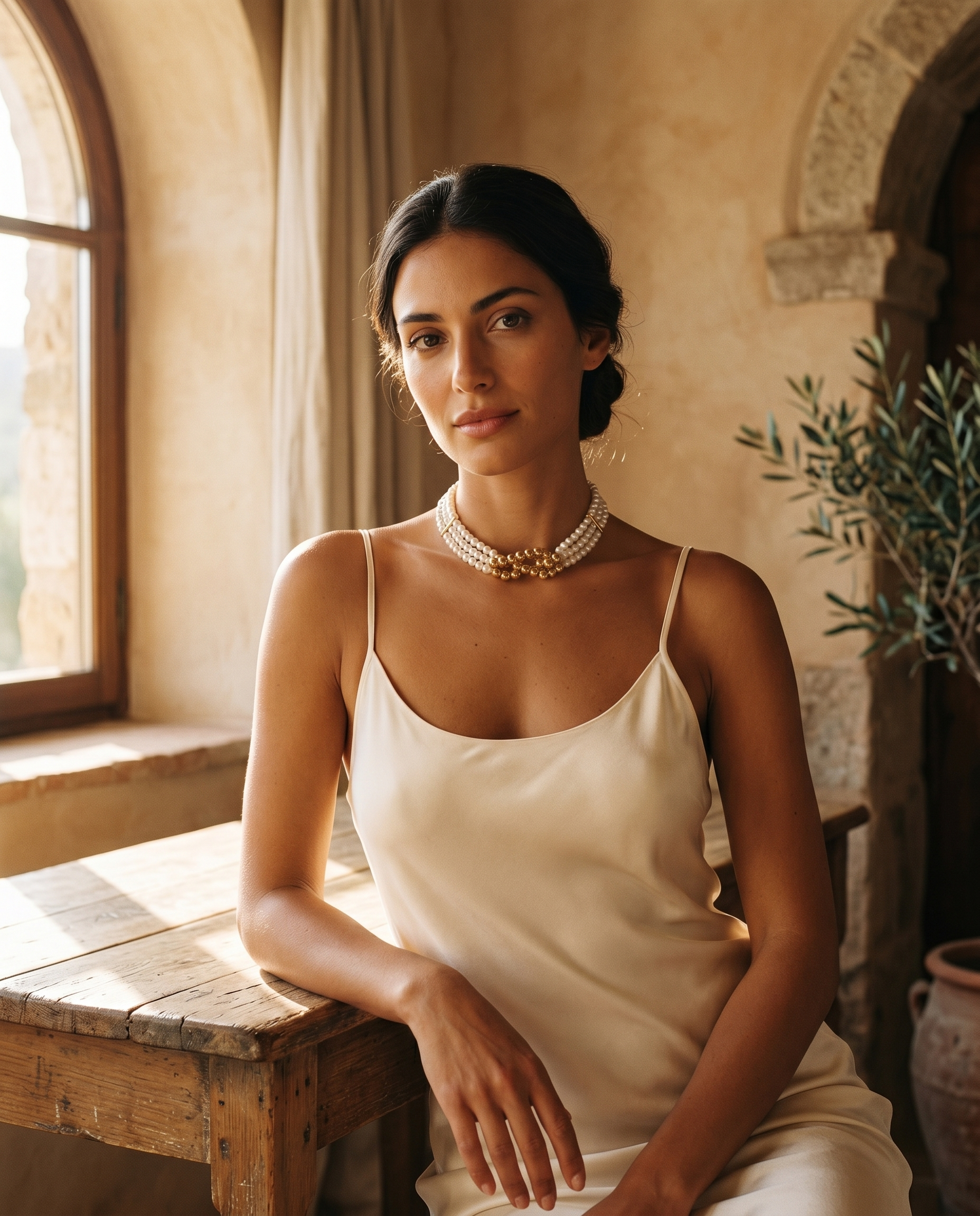 Perla d'Oro choker lifestyle campaign Mediterranean