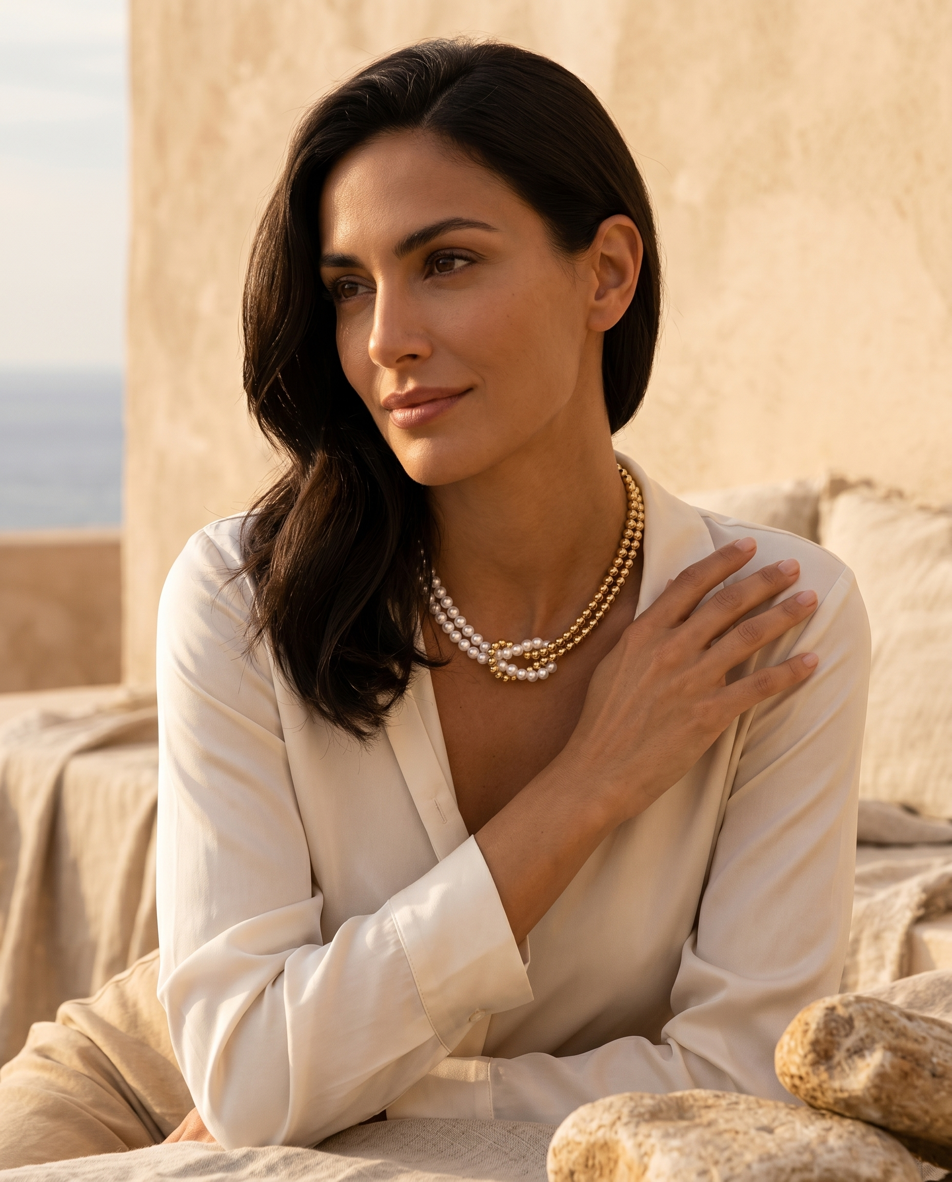 L'Eclisse contrast necklace lifestyle campaign