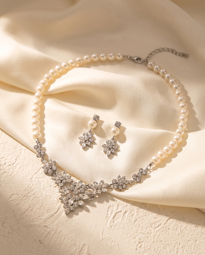 La Bruma — Pearl Necklace & Earring Set — FYNX