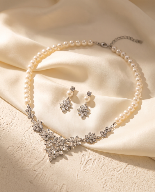 La Bruma — Pearl Necklace & Earring Set — FYNX