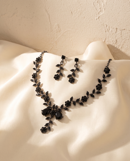 Il Ramo — Necklace & Earring Set — Black — FYNX