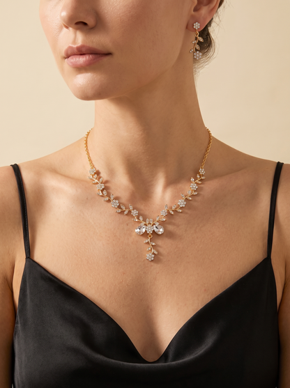 Il Ramo necklace and earring set worn by a model — FYNX