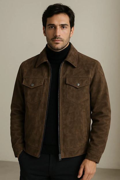 Valtoro Vegan Leather Jacket — zip and pocket detail — FYNX