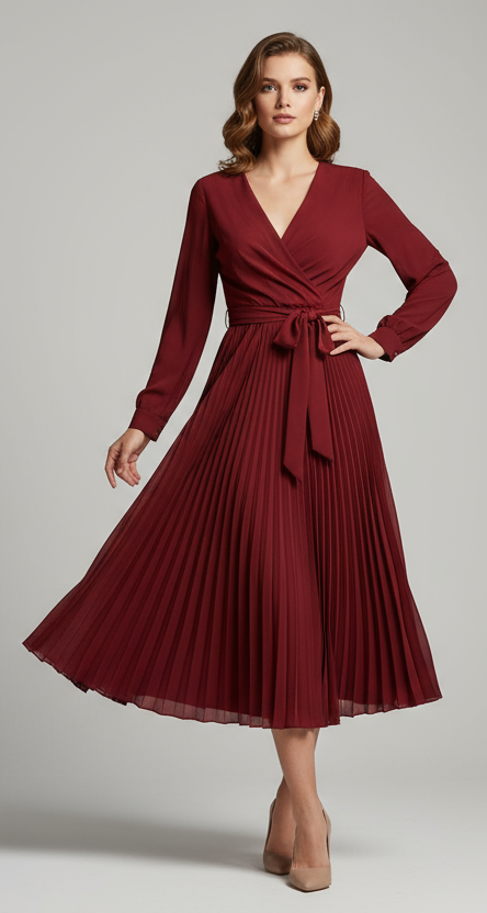 Vestito Plissé - Bordeaux (Midi)