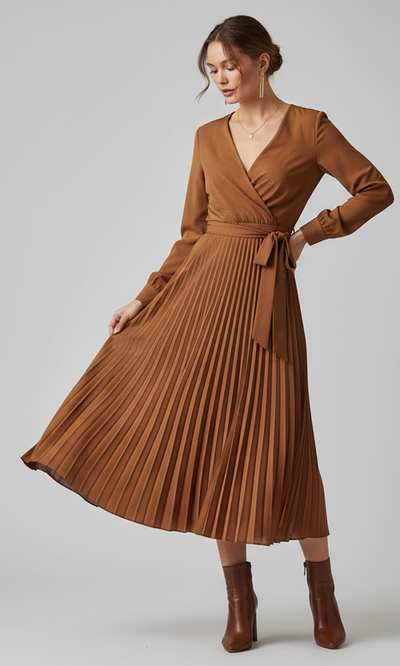 Vestito Plissé - Camel (Midi)